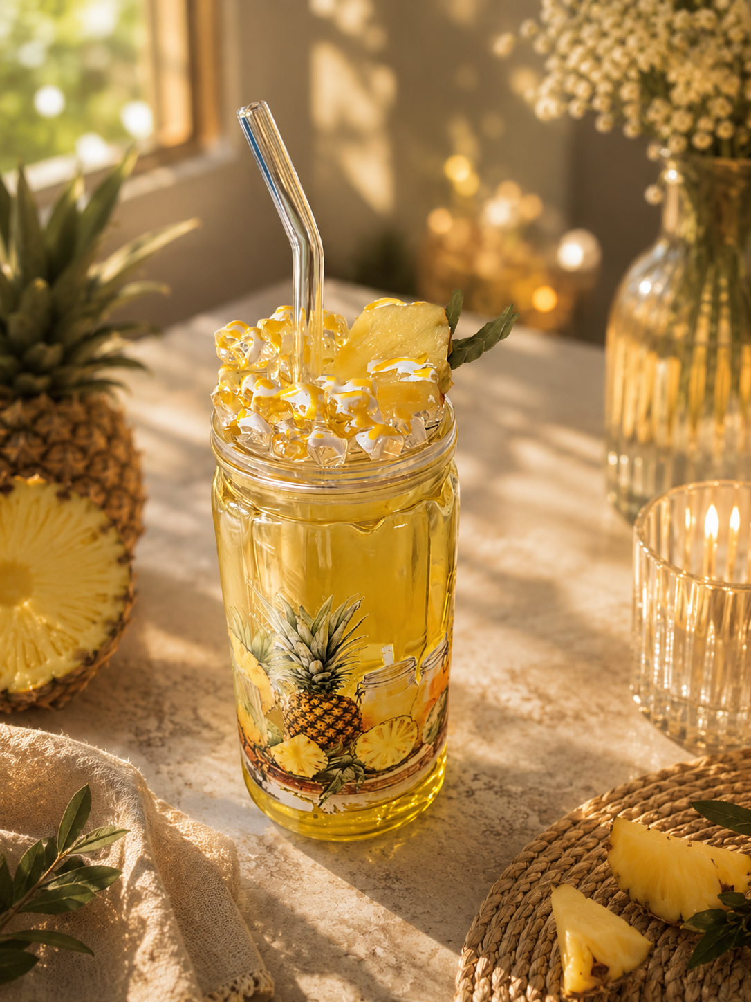 Summer Edition Trinkbecher – Früchtesirup & Milch Design (Handmade)