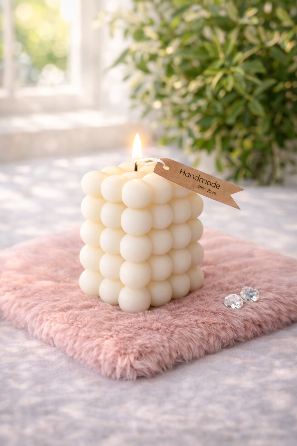 Design-Standkerzen in Creme