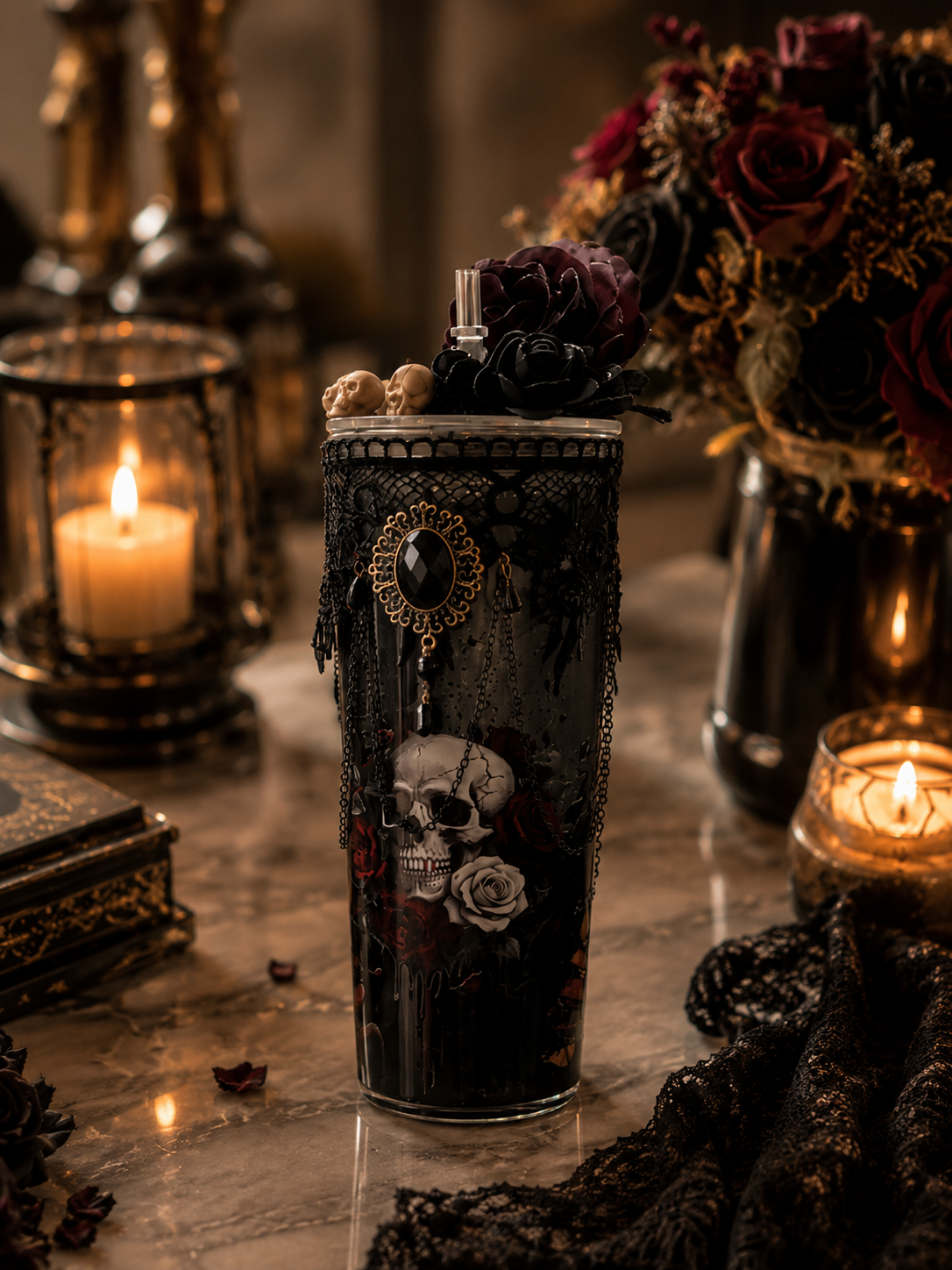 Dark Romance Trinkbecher – Gothic Skull Tumbler