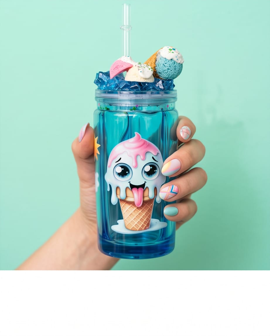 Summer Edition Trinkbecher – Früchtesirup & Milch Design (Handmade)