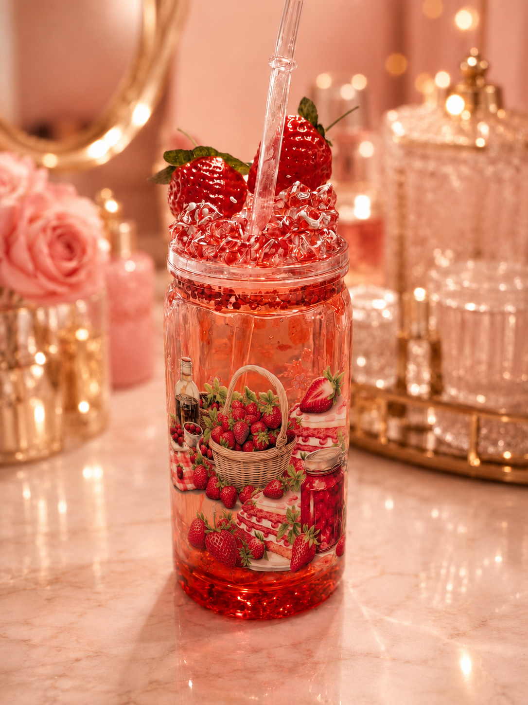 Summer Edition Trinkbecher – Früchtesirup & Milch Design (Handmade)