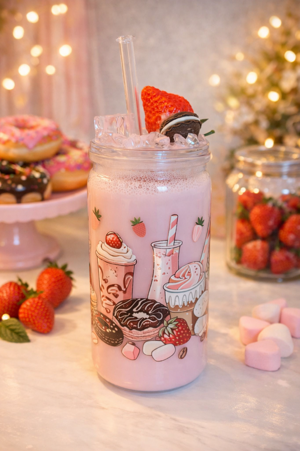 Trinkbecher mit Glitzer & Motiv – verschiedene Designs