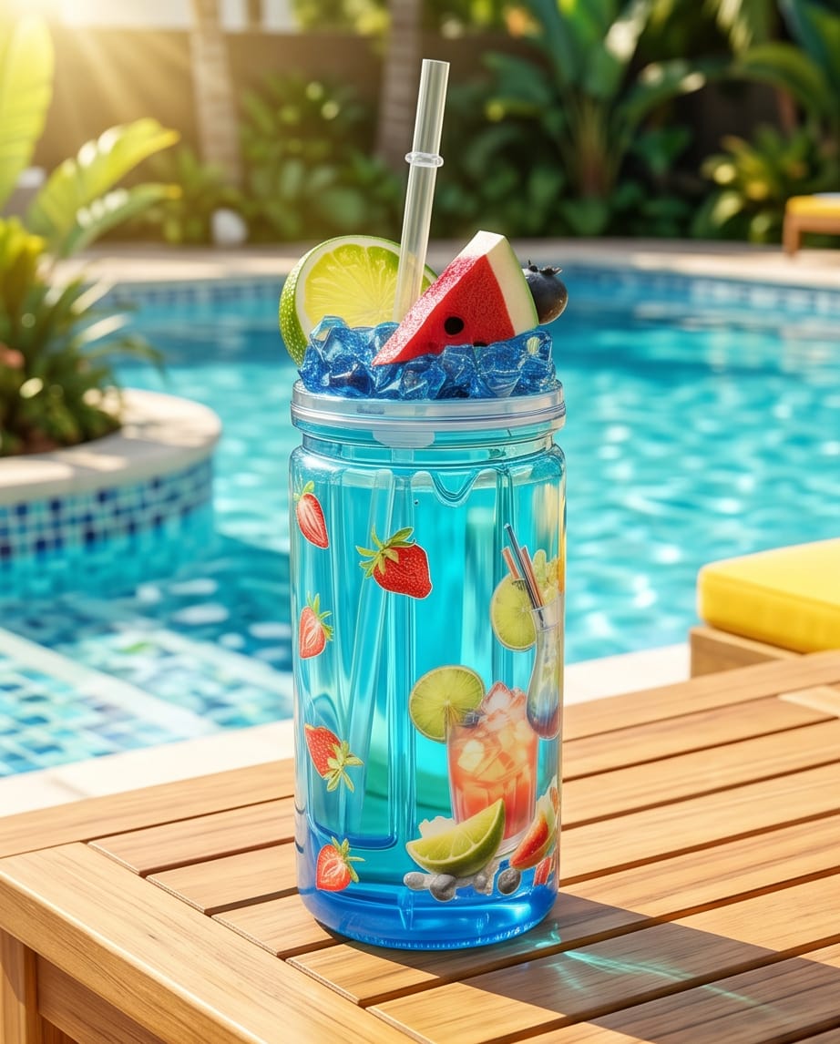 Summer Edition Trinkbecher – Früchtesirup & Milch Design (Handmade)