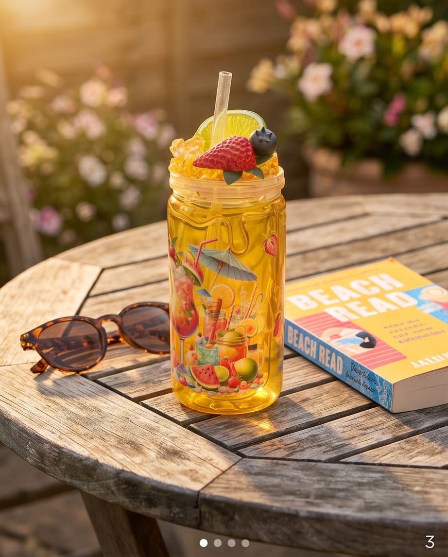 Summer Edition Trinkbecher – Früchtesirup & Milch Design (Handmade)