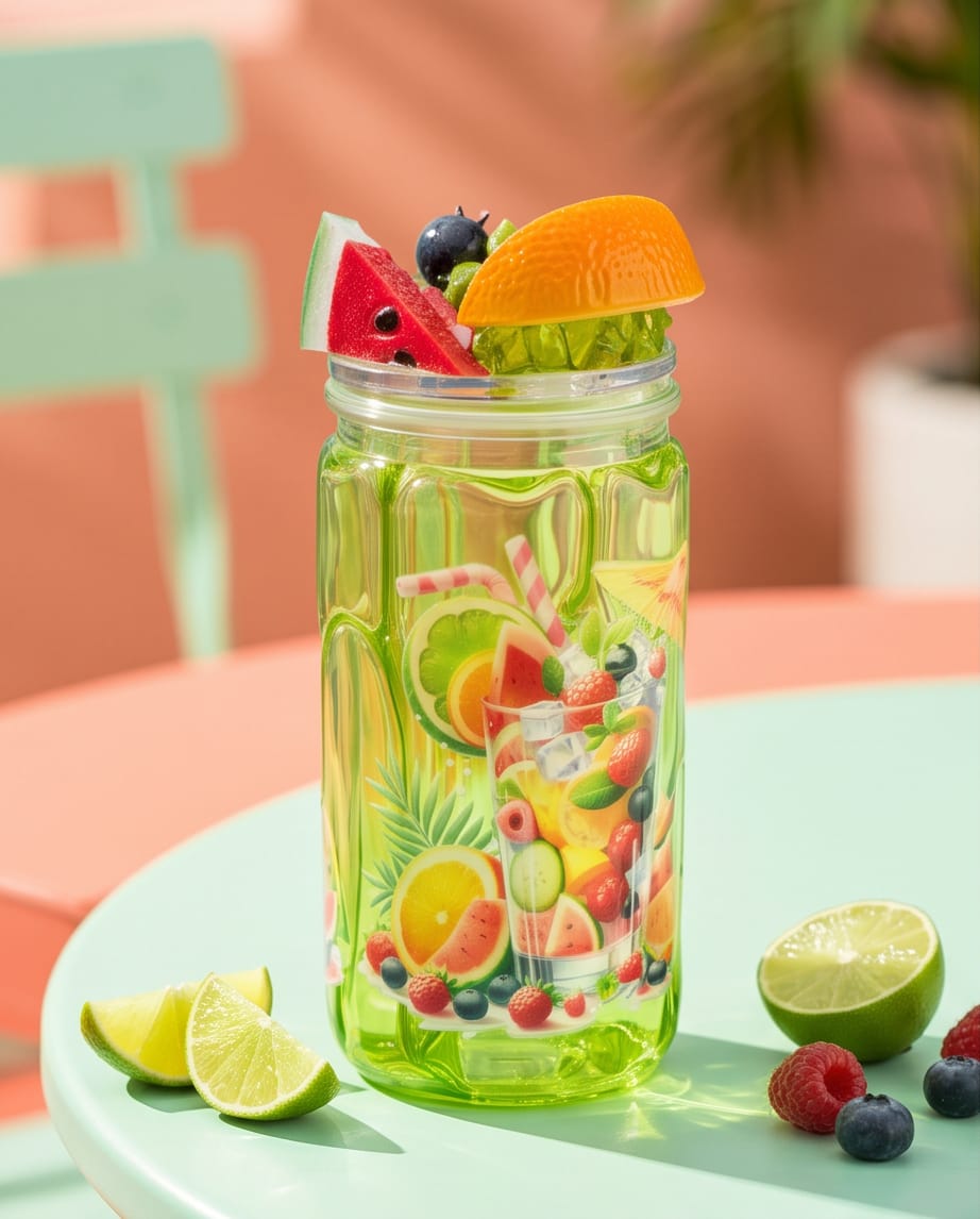 Summer Edition Trinkbecher – Früchtesirup & Milch Design (Handmade)
