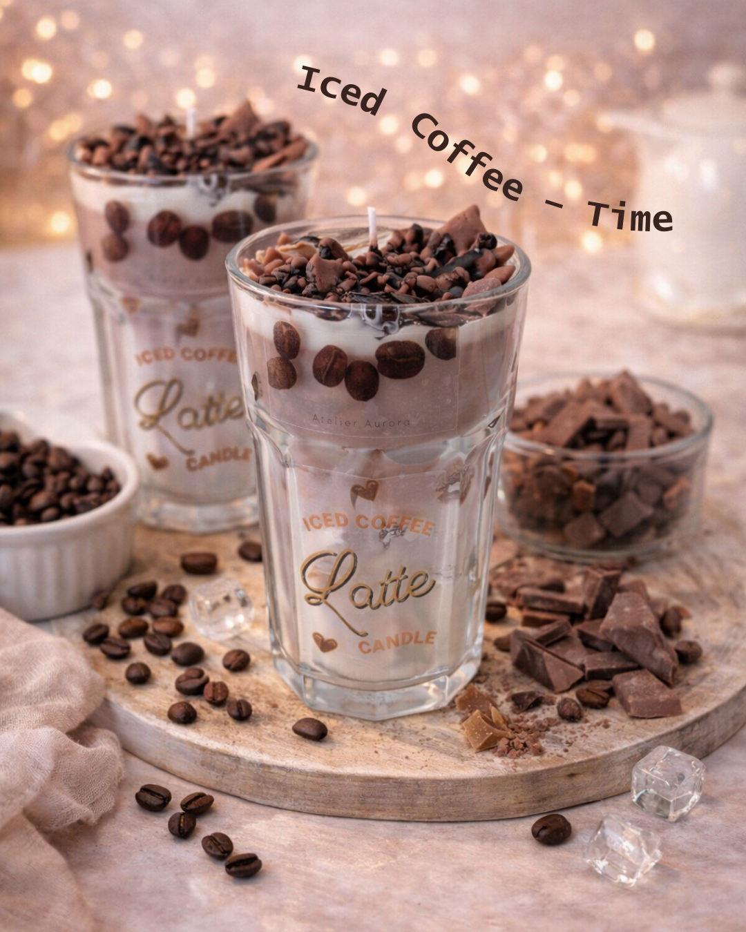 Latte-Liebe Kerze im Glas – Strawberry Matcha, Matcha Latte & Iced Coffee