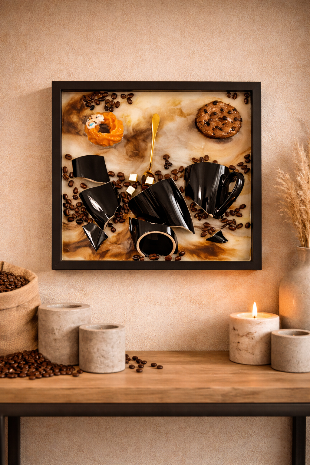 Epoxidbild „Coffee Bar“ – Handgemachte Kunst für Kaffeeliebhaber - Epoxid Unikat