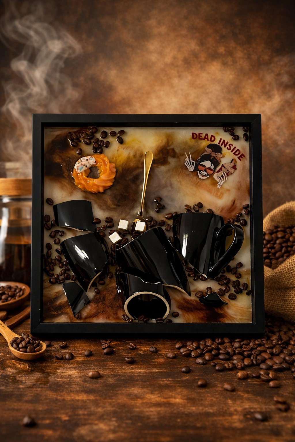 Epoxidbild „Coffee Bar“ – Handgemachte Kunst für Kaffeeliebhaber - Epoxid Unikat