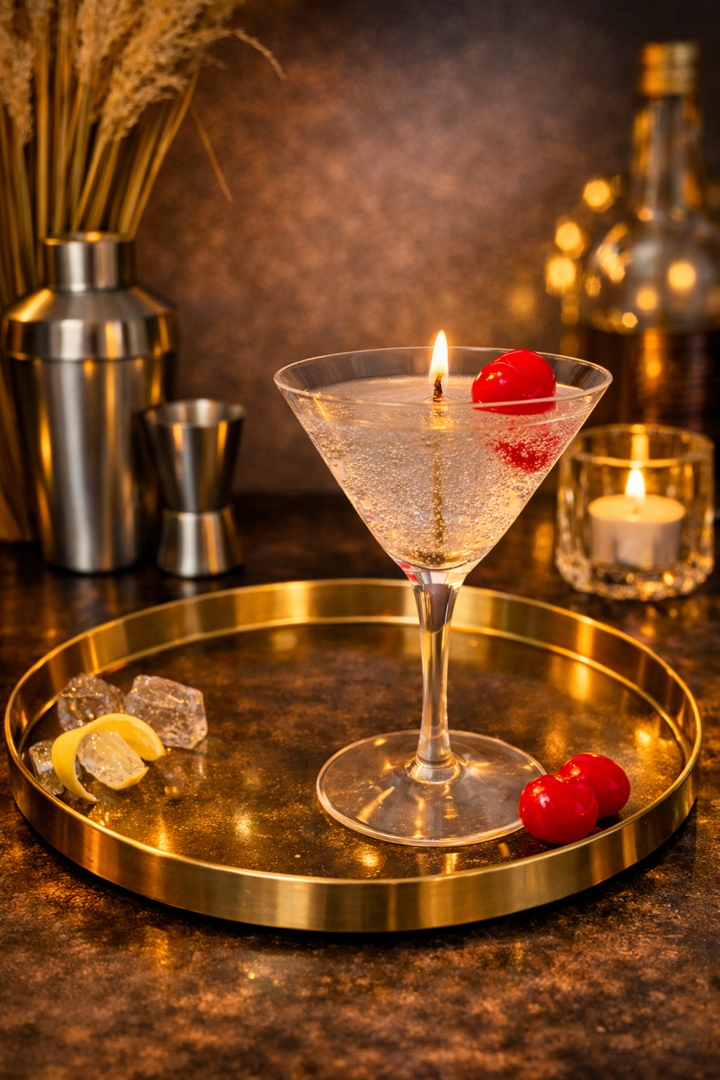 Cocktailkerzen „Martini Love“ – Olive & Kirsche