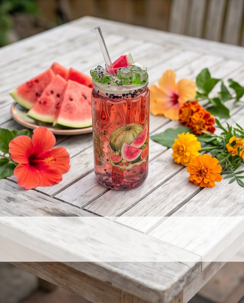 Summer Edition Trinkbecher – Früchtesirup & Milch Design (Handmade)