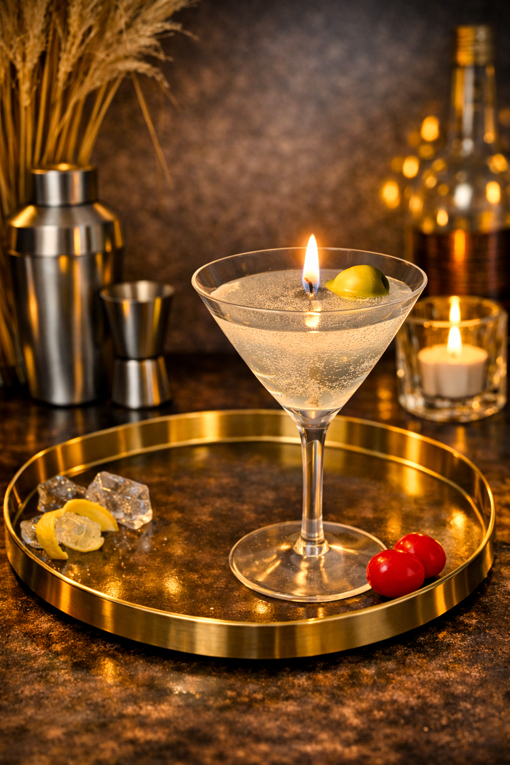 Cocktailkerzen „Martini Love“ – Olive & Kirsche