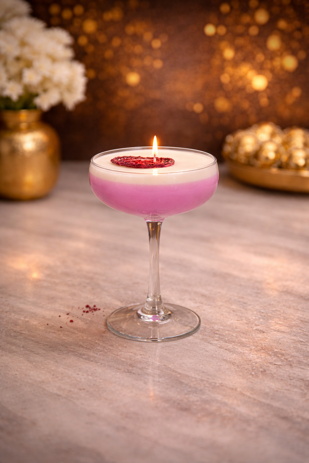 Luxus-Cocktailkerze „Pink Lady“ – Süße Cocktailkerze im Glas