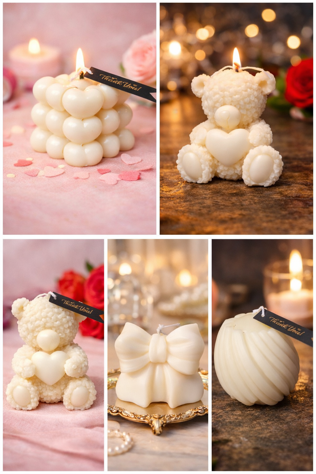 Design-Standkerzen in Creme